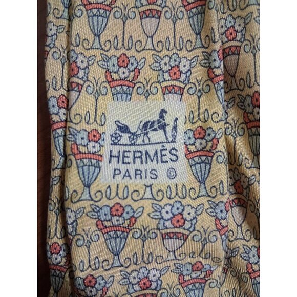 Hermes Other - VTG Hermes Paris 100% Silk Neck Tie Men's Yellow Garden Cottage Boho Y2K Retro